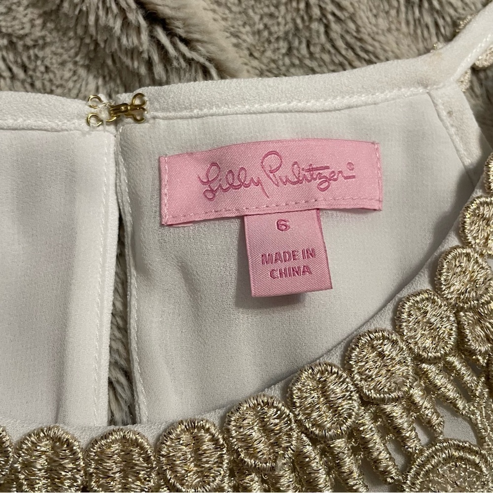 Lilly Pulitzer Pearl White Shift Dress Resort White Gold Halter - Picture 3 of 12